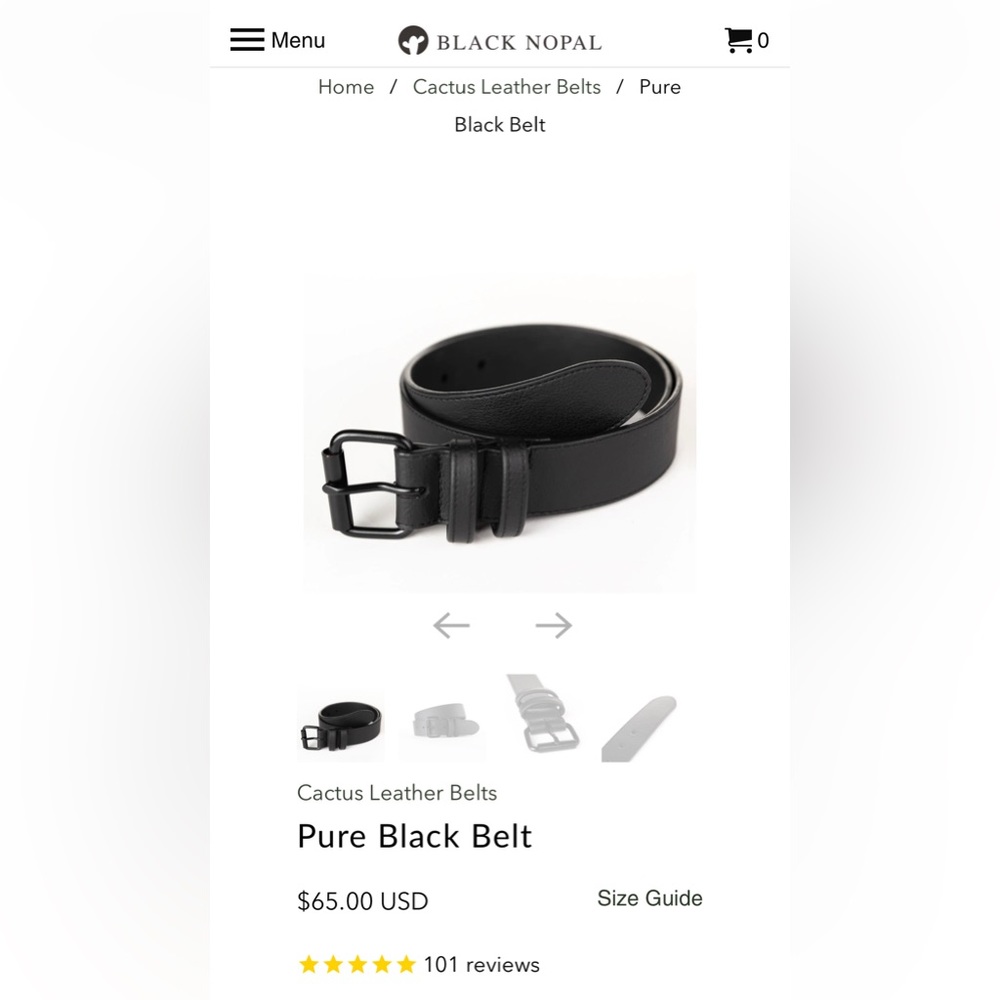 NEW Cactus Leather Belt Black